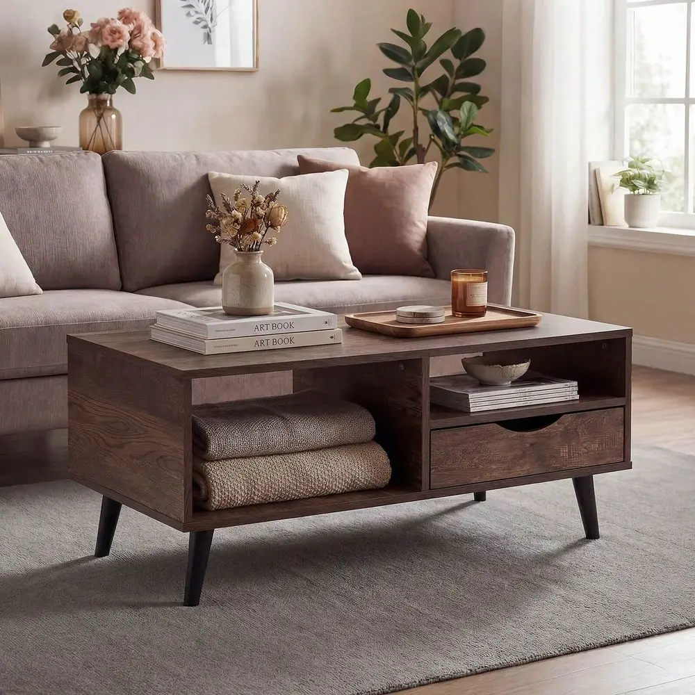 Table With Storage, Rustic Rectangle Center Table With Drawer Open Shelves
Table With Storage, Rustic Rectangle Center Table With Drawer Open Shelves
