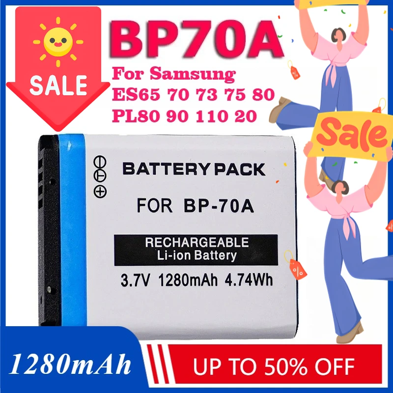2PCS 3.7V 1280mAh 4.74Wh Digital Batteries For Samsung ES65 70 73 75 80 PL80 90 110 20 BP70A Battery BP-70A Battery
2PCS 3.7V 1280mAh 4.74Wh Digital Batteries For Samsung ES65 70 73 75 80 PL80 90 110 20 BP70A Battery BP-70A Battery