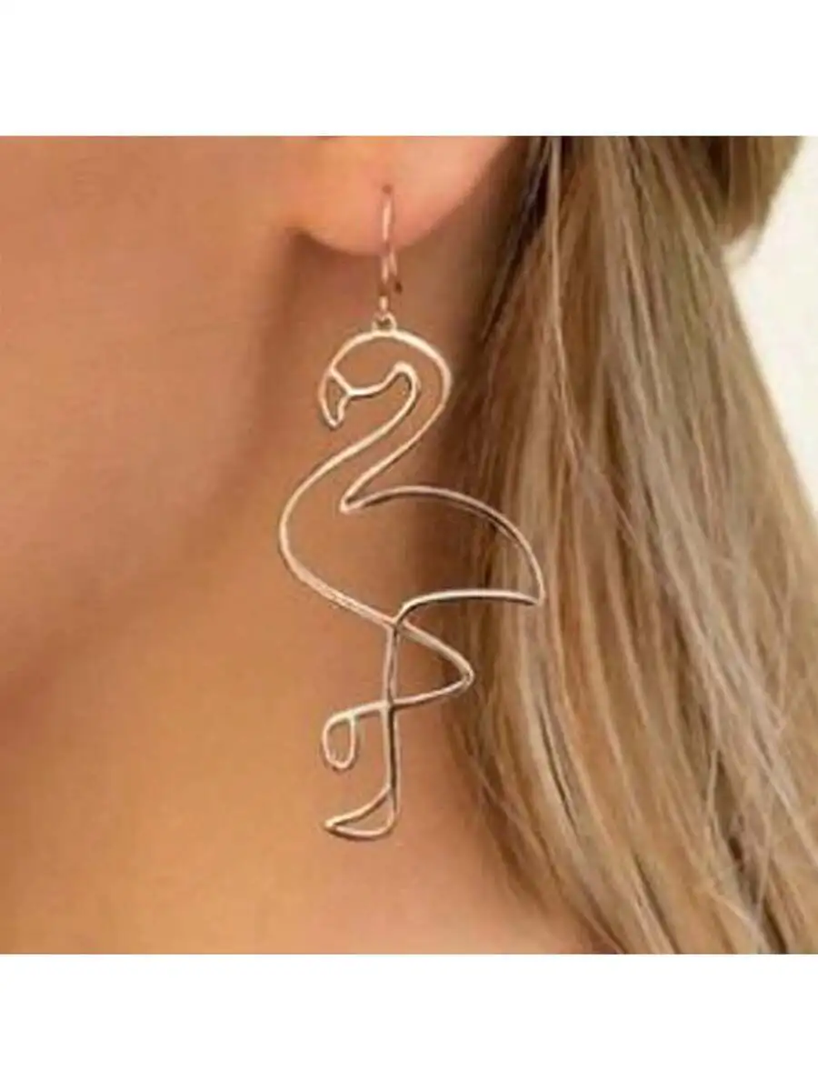 Alloy Wire Outline Flamingo Dangle Earrings For Women Retro Tropical Animal Design
Alloy Wire Outline Flamingo Dangle Earrings For Women Retro Tropical Animal Design