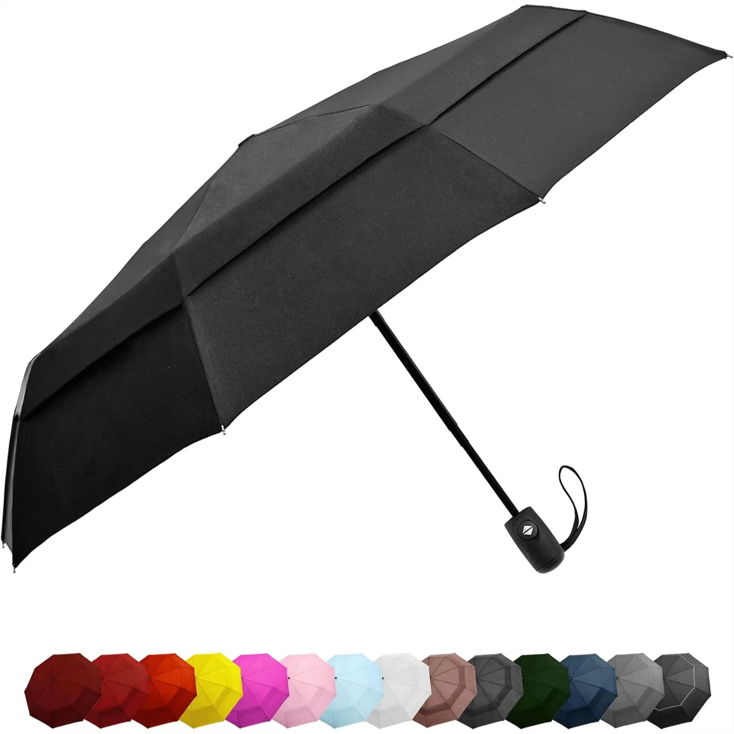 Compact Travel Umbrella with Auto Open Close, Windproof to 55MPH, 42-Inch Arc
Compact Travel Umbrella with Auto Open Close, Windproof to 55MPH, 42-Inch Arc