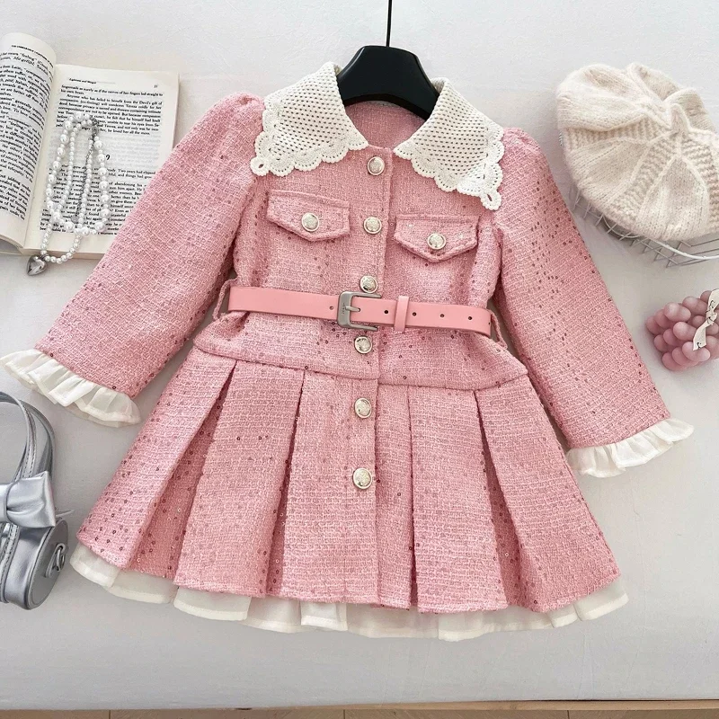 Winter New Small Fragrant Style Velvet Dress for Girls, Pink Lace Lapel Pleated Princess Dress Girls Clothes Ropa De Niña
Winter New Small Fragrant Style Velvet Dress for Girls, Pink Lace Lapel Pleated Princess Dress Girls Clothes Ropa De Niña