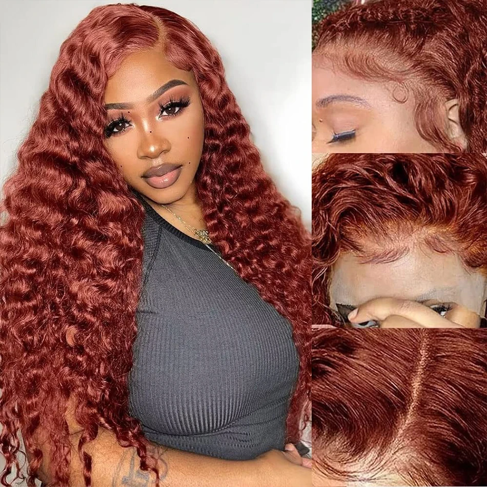 Reddish Brown 13x4 Transparent HD Lace Frontal Human Hair Wig 220 Density Colored Curly Wigs Lace Water Deep Wave Frontal Wig
Reddish Brown 13x4 Transparent HD Lace Frontal Human Hair Wig 220 Density Colored Curly Wigs Lace Water Deep Wave Frontal Wig