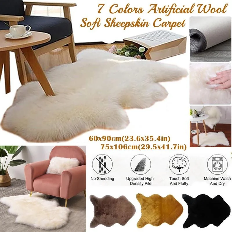 Plush Soft Sheepskin Bedroom Carpet Artificial Wool Pad Long Hair Bedside Mat Sofa Cushion Rugs Living Room Fur Carpet
Plush Soft Sheepskin Bedroom Carpet Artificial Wool Pad Long Hair Bedside Mat Sofa Cushion Rugs Living Room Fur Carpet