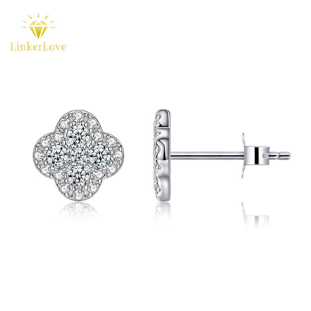 LinkerLove 925 Sterling Silver Four-leaf Clover Stud Earring White Gold Plated Moissanite Earrings Birthday Party Gift for Women
LinkerLove 925 Sterling Silver Four-leaf Clover Stud Earring White Gold Plated Moissanite Earrings Birthday Party Gift for Women