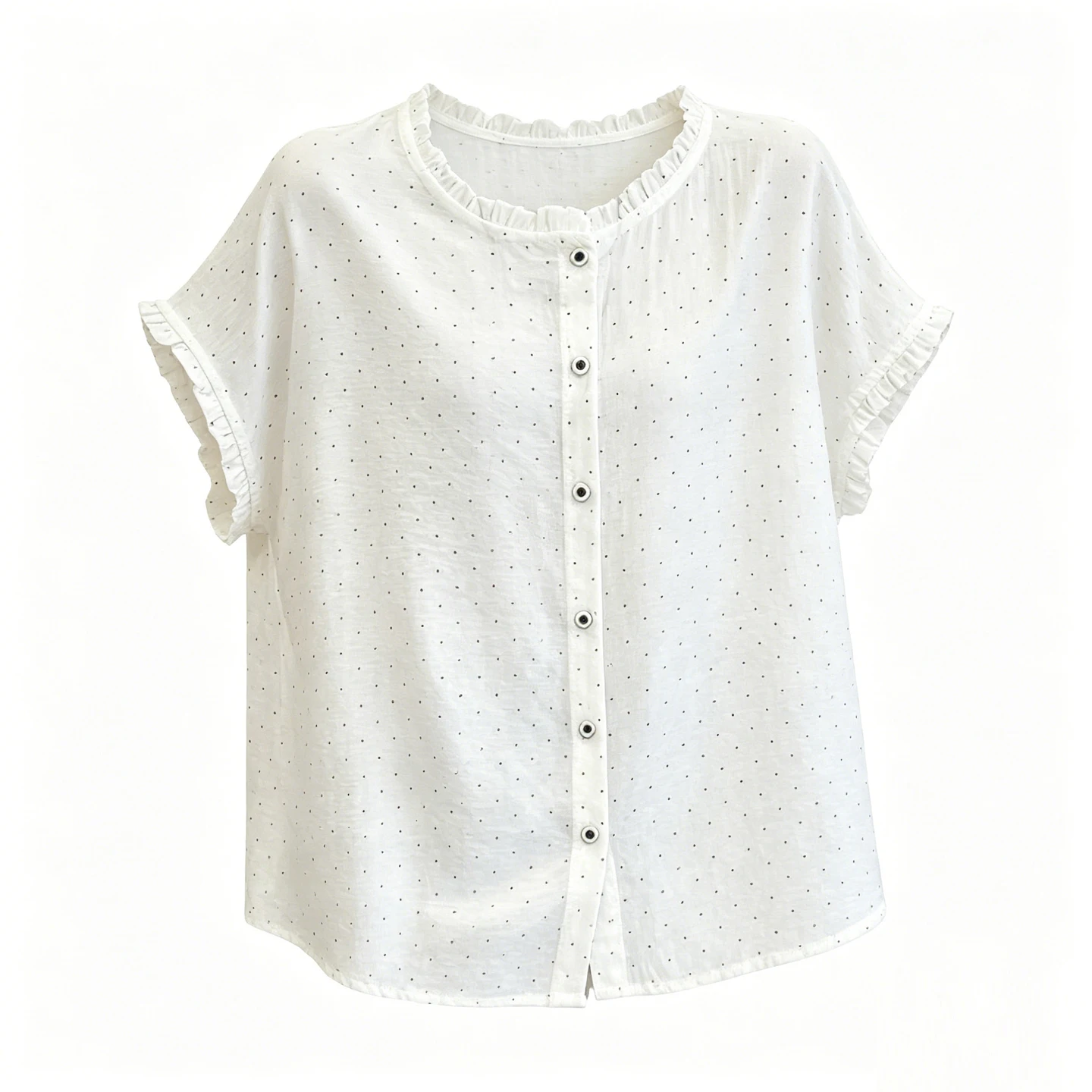 2026 Summer Plus Size Polka Dot Lace Collar Open Blouse Short Sleeve Loose Daily Shirt Curvy Ladies 2622
2026 Summer Plus Size Polka Dot Lace Collar Open Blouse Short Sleeve Loose Daily Shirt Curvy Ladies 2622