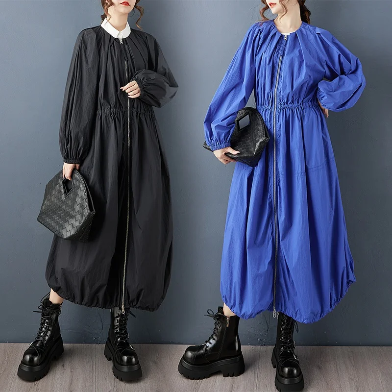 Casual Oversized Knee-Length Coat Long Sleeve Zipper Closure Pure Color Polyester 65% Cotton 35% Autumn Winter Fashion Outerwear
Casual Oversized Knee-Length Coat Long Sleeve Zipper Closure Pure Color Polyester 65% Cotton 35% Autumn Winter Fashion Outerwear