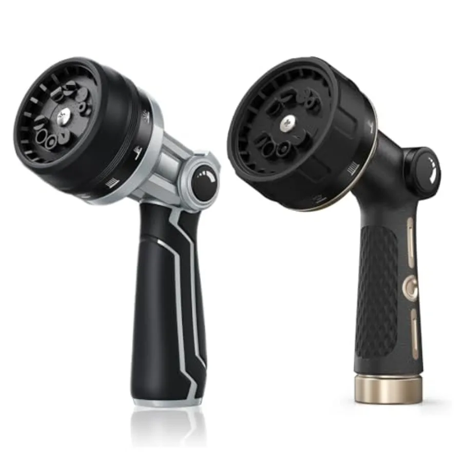 Full-Metal Garden Hose Nozzle with 100 Metal Thumb Control Spray Nozzle - 10 Spray Patterns in Silver for Outdoor Use
Full-Metal Garden Hose Nozzle with 100 Metal Thumb Control Spray Nozzle - 10 Spray Patterns in Silver for Outdoor Use