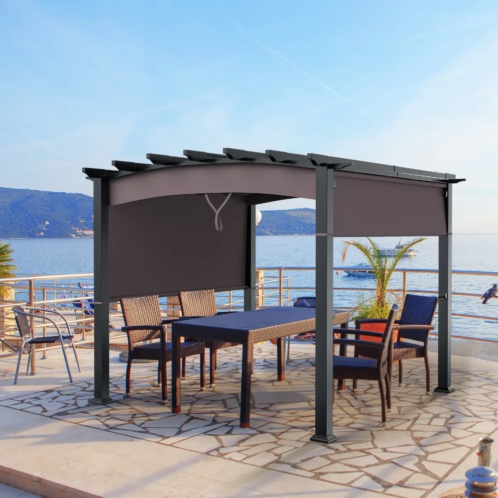 10' x 10' Patio Pergola Gazebo Sun Shade Shelter W/Retractable Canopy
10' x 10' Patio Pergola Gazebo Sun Shade Shelter W/Retractable Canopy