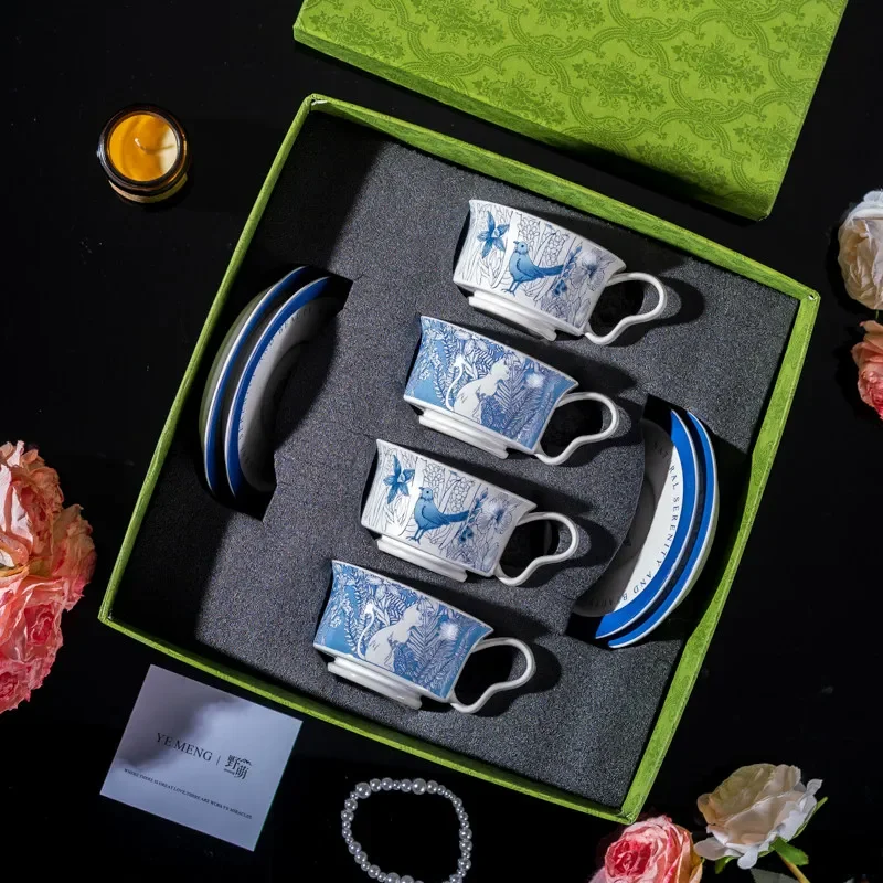 CL Chinese blue and white ceramic coffee cup and saucer exquisite gift box set, afternoon tea set
CL Chinese blue and white ceramic coffee cup and saucer exquisite gift box set, afternoon tea set