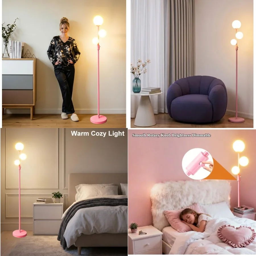 Modern Globe Floor Lamp with Frosted Glass Shade and LED Bulbs, Dimmable Elegant Standing Lamp with Feet Pedal, Tall Pole Lamp
Modern Globe Floor Lamp with Frosted Glass Shade and LED Bulbs, Dimmable Elegant Standing Lamp with Feet Pedal, Tall Pole Lamp