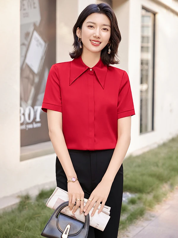 Red Short Sleeve Shirt Women's Summer 2026 New Commute High-End Formal Work Uniform Set Polyester Straight Cut Button down
Red Short Sleeve Shirt Women's Summer 2026 New Commute High-End Formal Work Uniform Set Polyester Straight Cut Button down