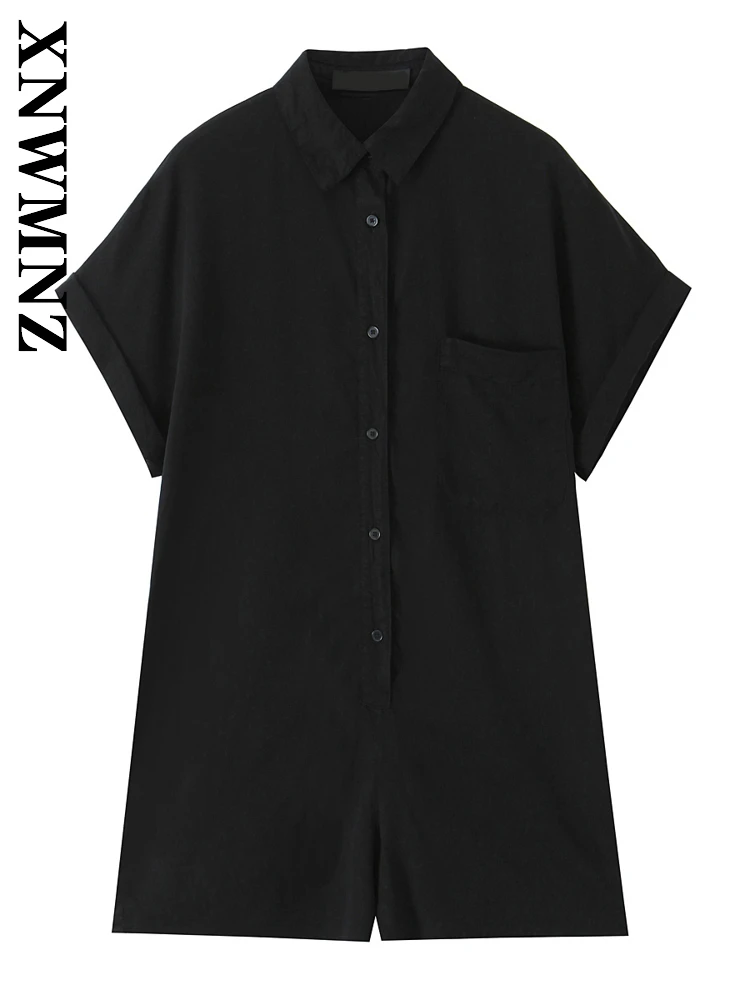 XNWMNZ 2025 Summer Women Clothing Casual Simple Turn-down Collar Short Sleeve Short Pants Fashion Jumpsuit Commuting High Waist
XNWMNZ 2025 Summer Women Clothing Casual Simple Turn-down Collar Short Sleeve Short Pants Fashion Jumpsuit Commuting High Waist