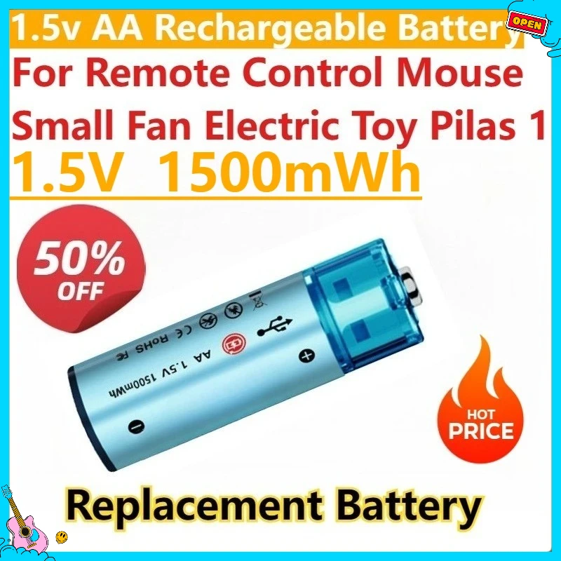 New Aa 1500mWh 1.5V Rechargeable USB Lithium Battery for Small Fan Electric Toy Pilas Remote Control Mouse 1 5v Recargables
New Aa 1500mWh 1.5V Rechargeable USB Lithium Battery for Small Fan Electric Toy Pilas Remote Control Mouse 1 5v Recargables