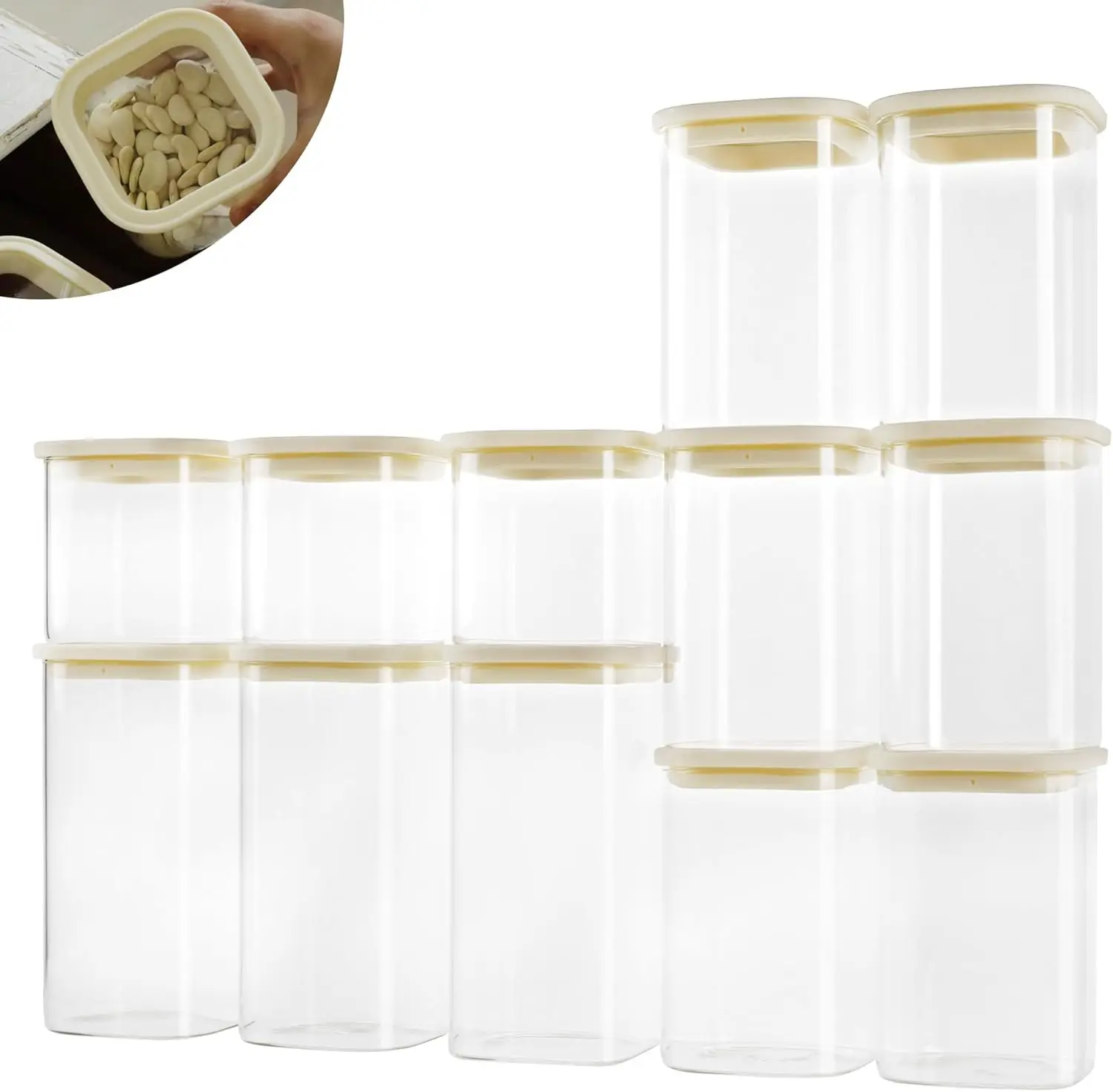 12pcs Square Glass Storage Jars with See-Through Lids, Kitchen Canisters for Cereal, Chips, Refrigerator Safe
12pcs Square Glass Storage Jars with See-Through Lids, Kitchen Canisters for Cereal, Chips, Refrigerator Safe