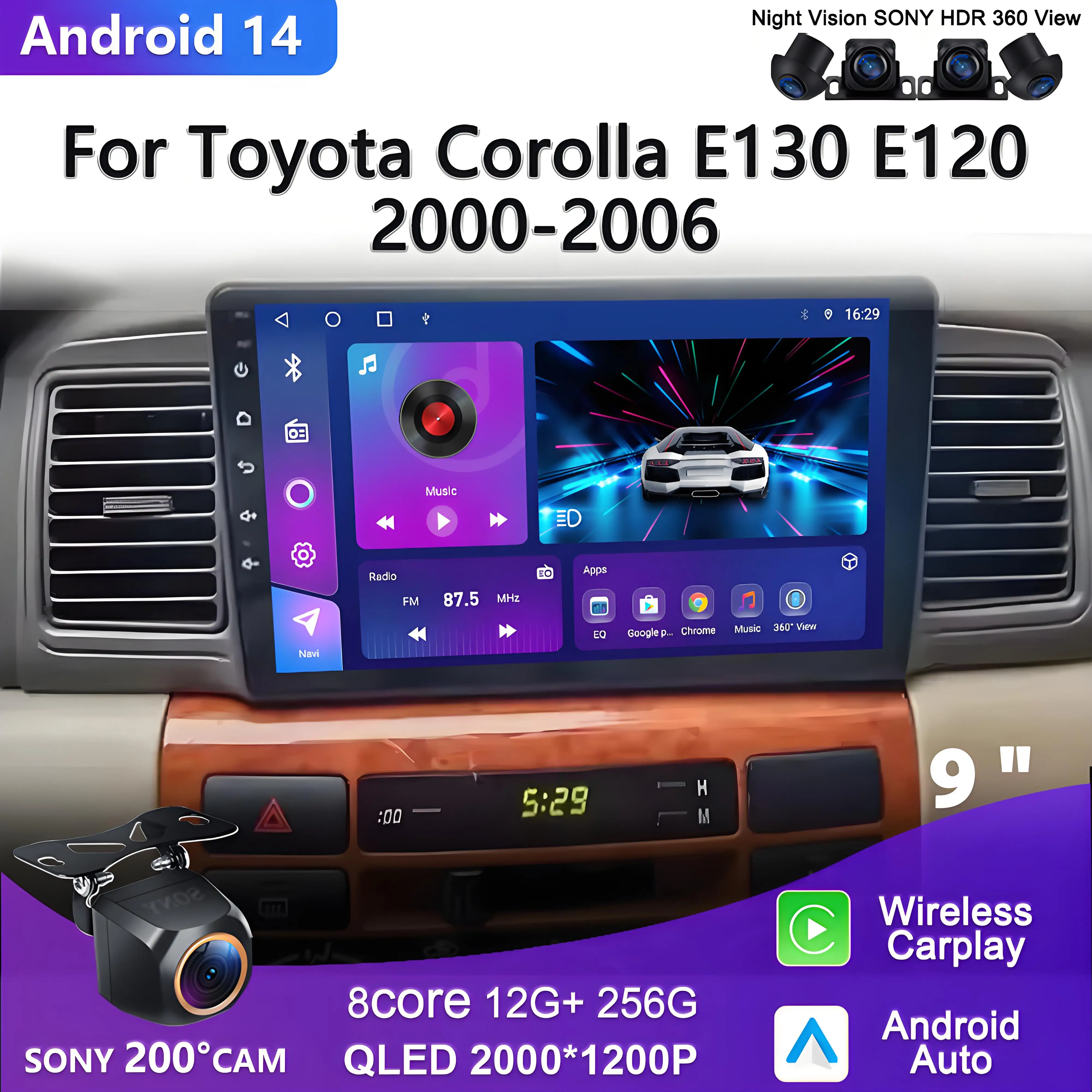 Автомобильный радиоприемник Android 14, мультимедийный плеер для Toyota Corolla E120 E130 2000-2004 GPS-навигация, стерео головное устройство Carplay
Автомобильный радиоприемник Android 14, мультимедийный плеер для Toyota Corolla E120 E130 2000-2004 GPS-навигация, стерео головное устройство Carplay