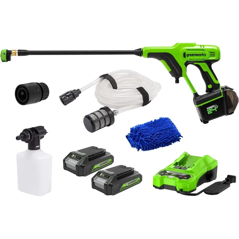 Greenworks 24V 600 PSI (0.8 GPM) Cordless Power Cleaner with (2) 2Ah Batteries, Charger, & Wash Glove, Green
Greenworks 24V 600 PSI (0.8 GPM) Cordless Power Cleaner with (2) 2Ah Batteries, Charger, & Wash Glove, Green