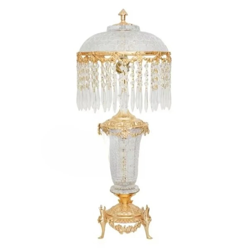 Luxury Gold Brass Crystal Table Lamp with Hanging Crystal Tassel
Luxury Gold Brass Crystal Table Lamp with Hanging Crystal Tassel