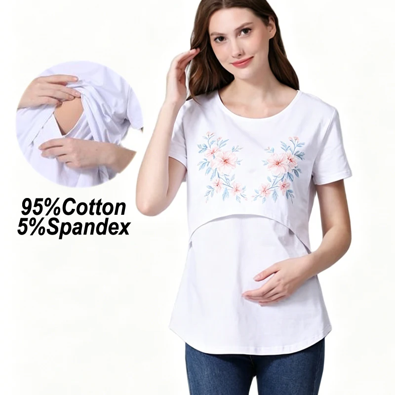 Emotion Moms Summer Maternity T-Shirt Big Size Short Sleeve Stretch Cotton Tops Breastfeeding Loose Clothes For Maternity Women
Emotion Moms Summer Maternity T-Shirt Big Size Short Sleeve Stretch Cotton Tops Breastfeeding Loose Clothes For Maternity Women