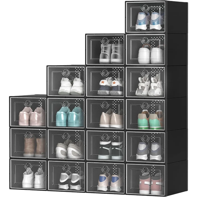 Large 18 Pack Shoe Storage Boxes, Plastic Stackable Shoe Storage Organizer for Closet, Fit up to US Size 13, Foldable Shoe Rack
Large 18 Pack Shoe Storage Boxes, Plastic Stackable Shoe Storage Organizer for Closet, Fit up to US Size 13, Foldable Shoe Rack