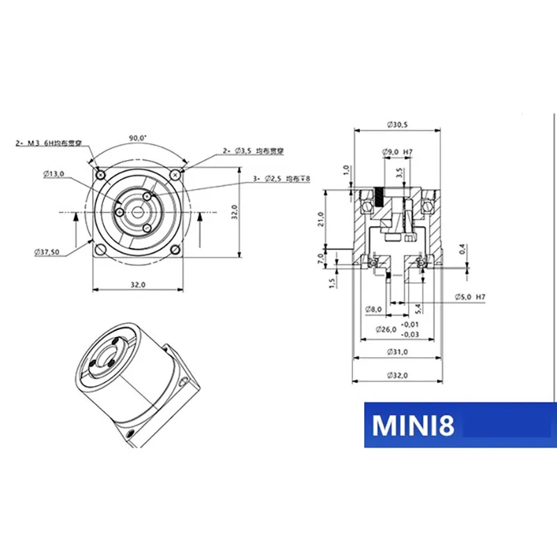 Factory Price 8/11 Humanoid Joint Robot Ultra-Small Micro Harmonic Reducer With 32 Stepper Motor Reducer Flange Output
Factory Price 8/11 Humanoid Joint Robot Ultra-Small Micro Harmonic Reducer With 32 Stepper Motor Reducer Flange Output