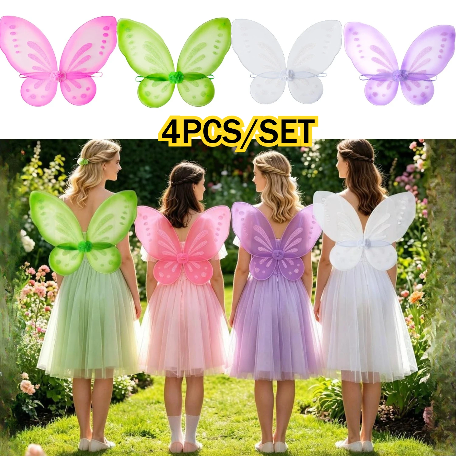 4Pcs Fairy Wings Adult Women, Ultra-Light Nylon Butterfly Wings, Small Wings for Halloween Costume Birthday Party Dress Up
4Pcs Fairy Wings Adult Women, Ultra-Light Nylon Butterfly Wings, Small Wings for Halloween Costume Birthday Party Dress Up