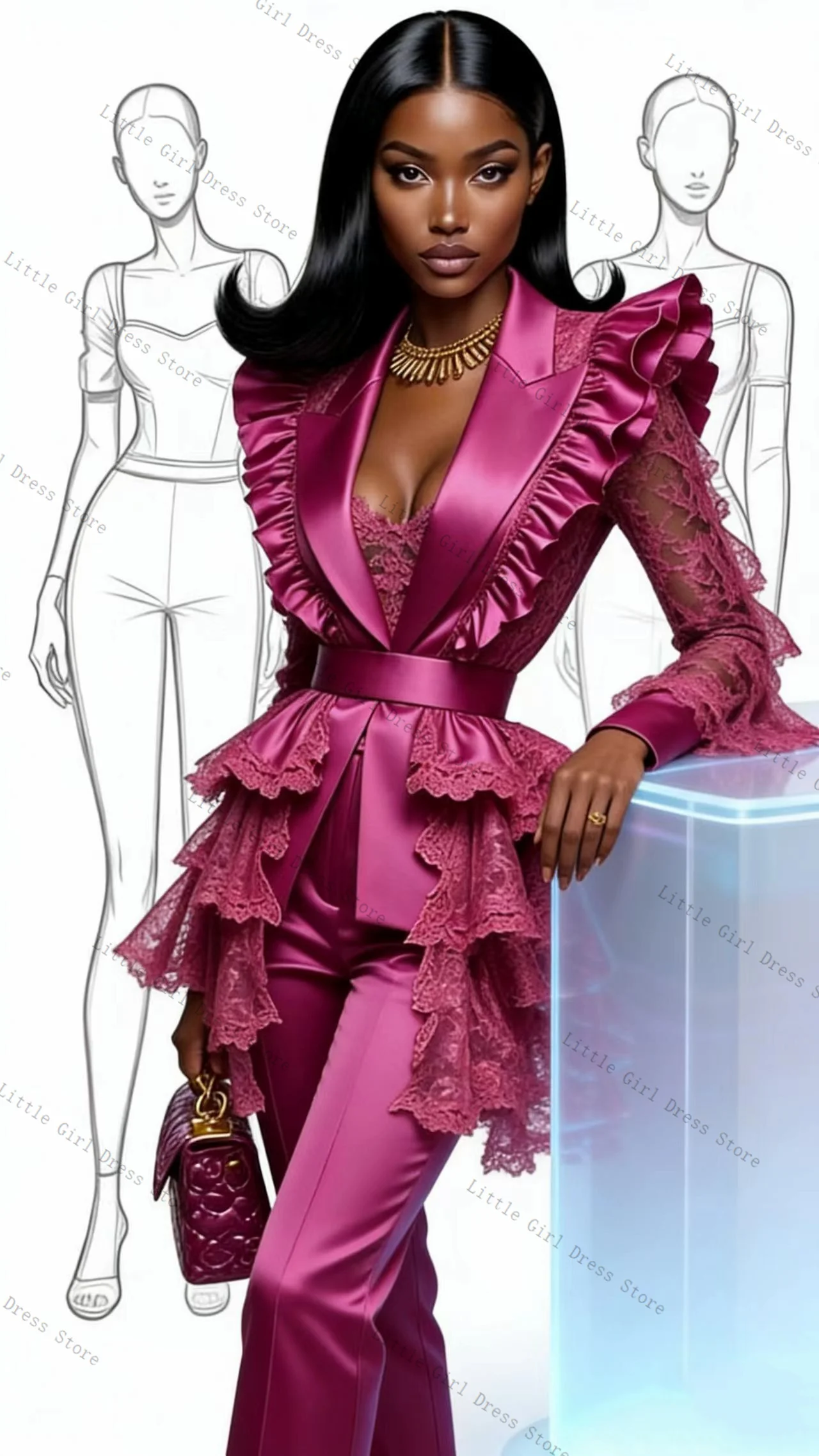 2 Piece Purple Satin Lace Women Suit Set Blazer Pants Trousers Formal Office Lady Jacket Prom Wedding Bride Coat Customized
2 Piece Purple Satin Lace Women Suit Set Blazer Pants Trousers Formal Office Lady Jacket Prom Wedding Bride Coat Customized