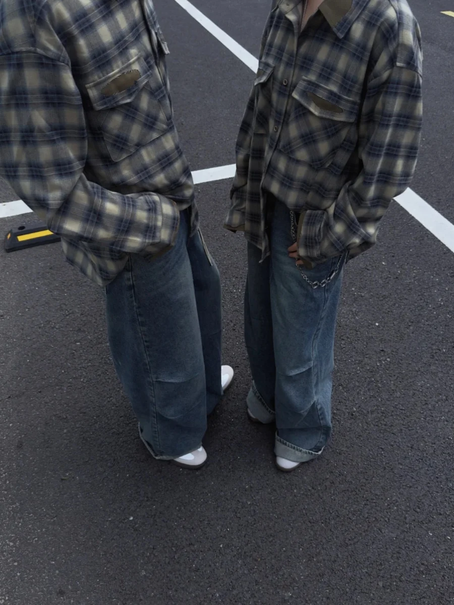 Retro American Plaid Long Sve irt Loose ex Autumn Versatile Design Casual irt Youth ular Sle Daily Wear
Retro American Plaid Long Sve irt Loose ex Autumn Versatile Design Casual irt Youth ular Sle Daily Wear