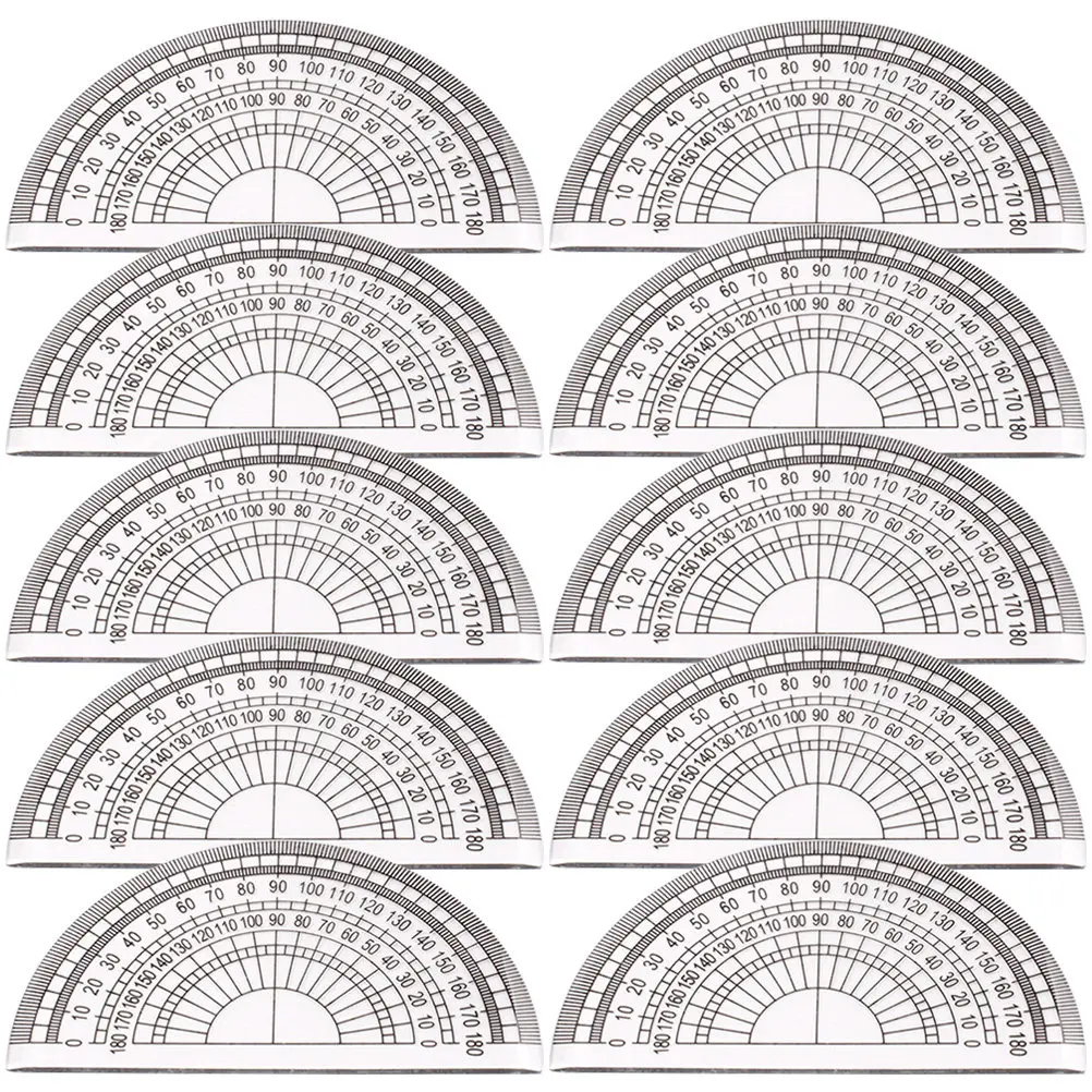 10Pcs Protractor Triangle Ruler Plastic 180 Degree Clear Scale Math Protractor for Student Drawing Measuring Tool Drafting
10Pcs Protractor Triangle Ruler Plastic 180 Degree Clear Scale Math Protractor for Student Drawing Measuring Tool Drafting