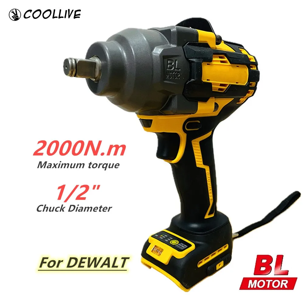 2000N.m High-torque Brushless Impact Wrench 1/2 Inch Electric Wrench Large Machine Repaire Power Tool For Dewalt 20V Battey
2000N.m High-torque Brushless Impact Wrench 1/2 Inch Electric Wrench Large Machine Repaire Power Tool For Dewalt 20V Battey