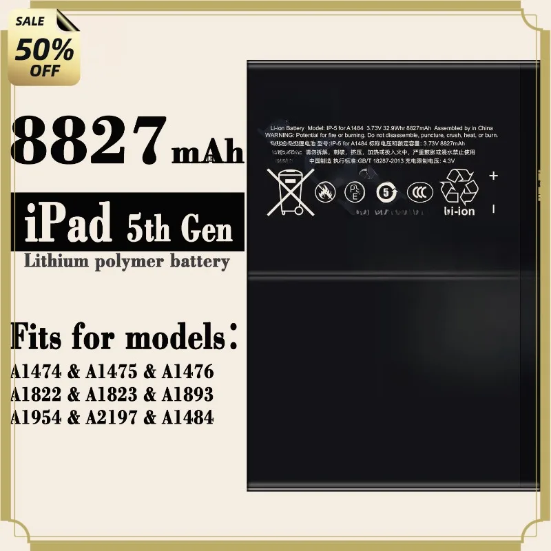 2026 New High-quality for Apple IPad 5 Air 1 IPad5 Air1 A1484 A1474 1475 Tablet Battery 8827mAh
2026 New High-quality for Apple IPad 5 Air 1 IPad5 Air1 A1484 A1474 1475 Tablet Battery 8827mAh