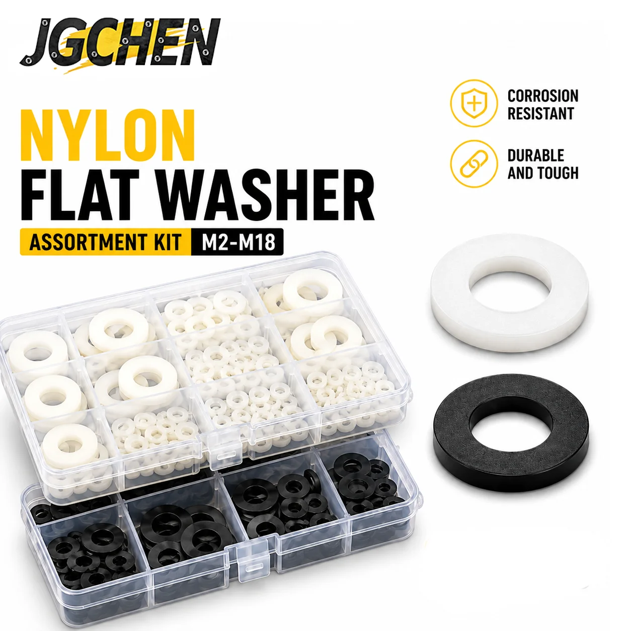 M2-M18 Nylon Flat Washer 110/215Pcs Assortment Kit White Black Plastic Insulating Spacer Ring Gasket Isolation Washer Pack Box
M2-M18 Nylon Flat Washer 110/215Pcs Assortment Kit White Black Plastic Insulating Spacer Ring Gasket Isolation Washer Pack Box