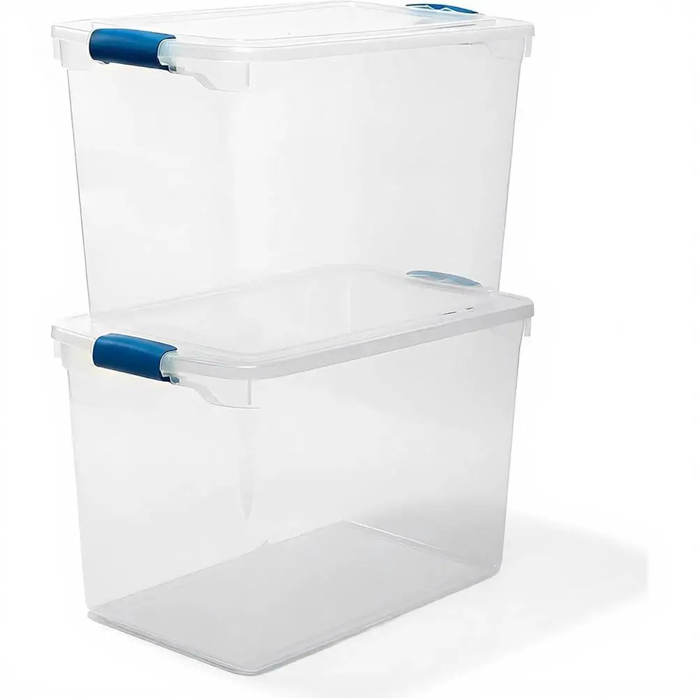 2-Pack Clear Plastic Stackable Storage Bins, 112 Quart, Blue - Ideal for Home, Garage, and Office Organization
2-Pack Clear Plastic Stackable Storage Bins, 112 Quart, Blue - Ideal for Home, Garage, and Office Organization
