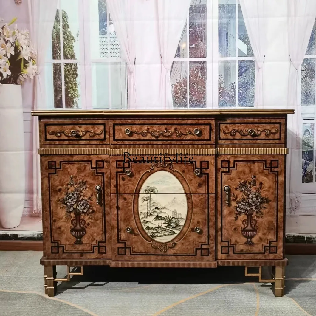 American solid wood painted dining side porch locker New Chinese light luxury parrot porch flower and bird cabinet
American solid wood painted dining side porch locker New Chinese light luxury parrot porch flower and bird cabinet