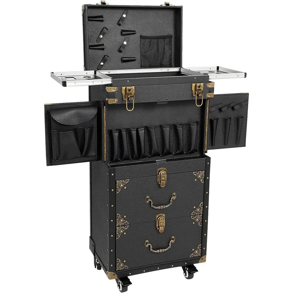 44.09lbs Rolling Lockable Makeup Train Case with Uni-Wheels for Hair Stylists and Make-up Artists (Black)
44.09lbs Rolling Lockable Makeup Train Case with Uni-Wheels for Hair Stylists and Make-up Artists (Black)