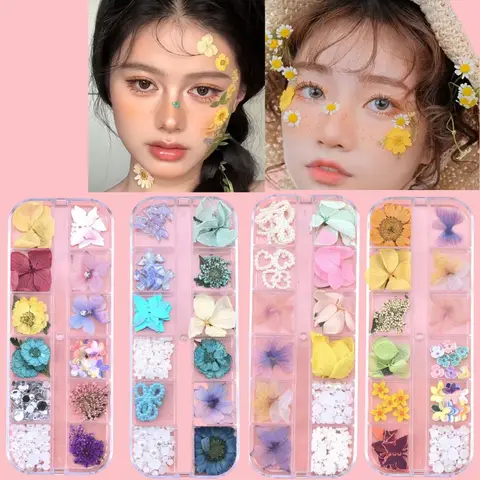 Face Decal Makeup Accessories 12 Colors Dried Flowers Nail Art Decoration Butterfly Make Up Photo StudioDIY Eye Makeup Decorat