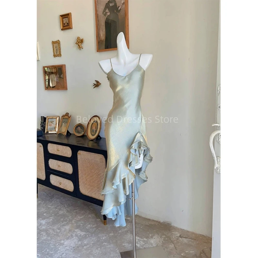 Elegant Sweetheart Spaghetti Straps Grey Prom Dresses with Irregular Ruffles Evening Birthday Party Dresses Vestido De Noche
Elegant Sweetheart Spaghetti Straps Grey Prom Dresses with Irregular Ruffles Evening Birthday Party Dresses Vestido De Noche