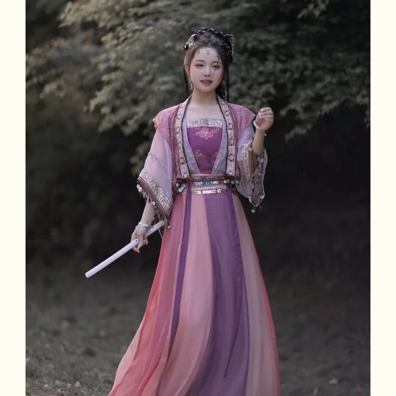 Purple Hanfu Women's Song Dynasty Short Cardigan Sling Half Sleeve Vest Crossing Skirt Autumn and Winter New
Purple Hanfu Women's Song Dynasty Short Cardigan Sling Half Sleeve Vest Crossing Skirt Autumn and Winter New