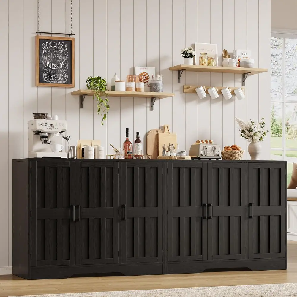 Farmhouse Buffet Cabinet with Storage, 85 Large Sideboard Storage Cabinet with 6 Barn Doors, Coffee Wine Bar Cabinet Wood Table
Farmhouse Buffet Cabinet with Storage, 85 Large Sideboard Storage Cabinet with 6 Barn Doors, Coffee Wine Bar Cabinet Wood Table