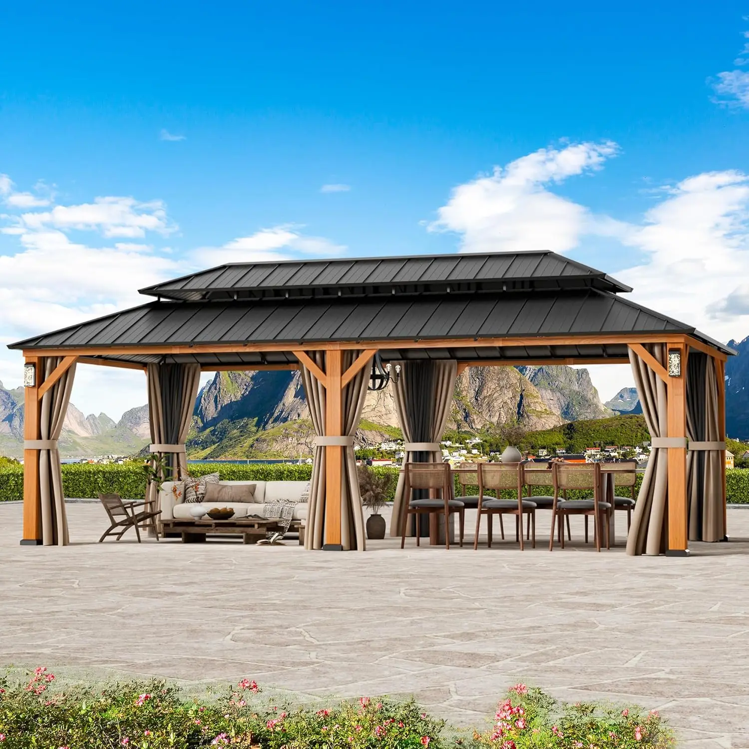 Современная беседка Modern Shade The Horizon с жесткой крышей 12' x 24' и 4 светодиодными светильниками, уличная беседка с двойной крышей из оцинкованной стали, Pa
Современная беседка Modern Shade The Horizon с жесткой крышей 12' x 24' и 4 светодиодными светильниками, уличная беседка с двойной крышей из оцинкованной стали, Pa