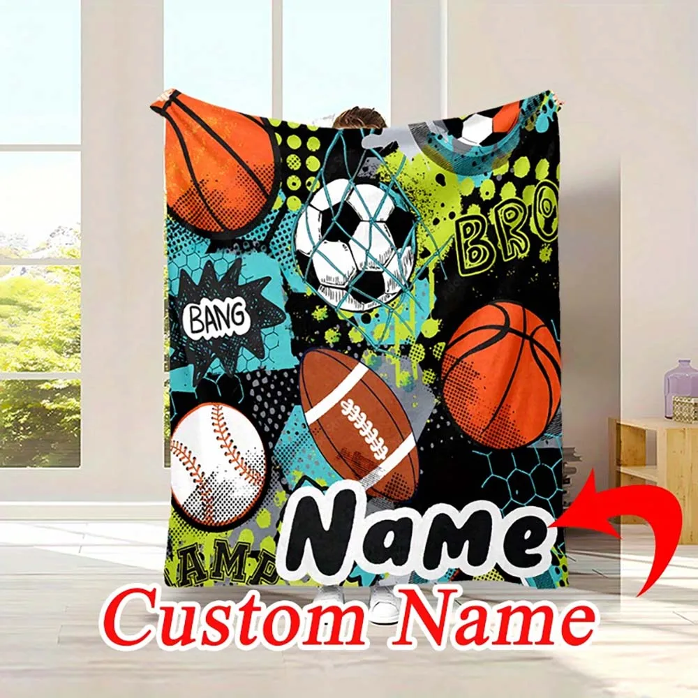 1pc Custom Sports Fan Blanket, Personalized Name Basketball Football Baseball Themed Throw Blanket for Kids Teens Boys
1pc Custom Sports Fan Blanket, Personalized Name Basketball Football Baseball Themed Throw Blanket for Kids Teens Boys