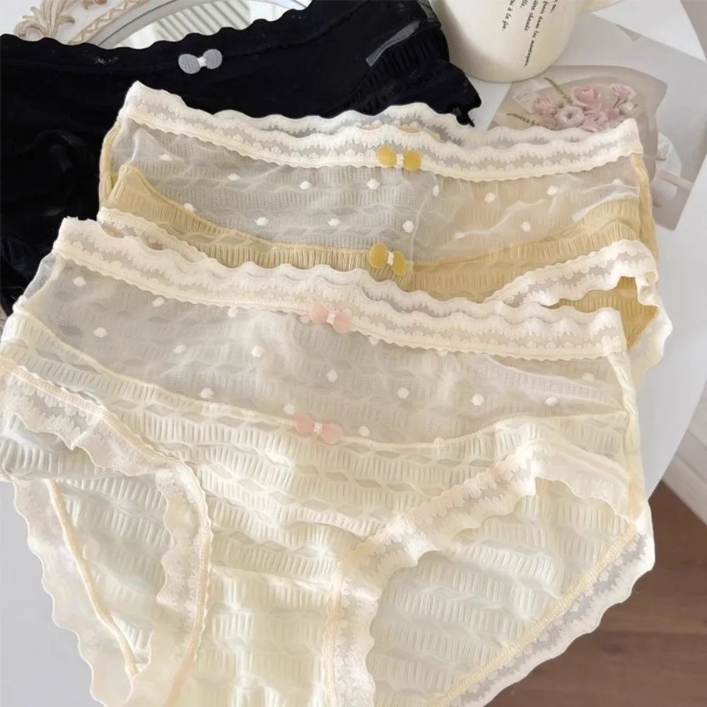 Sweet Mid Waist Lace Seamless Panties Transparent Cotton Crotch Mesh Briefs Lingerie Bow Underwear for Women Lady
Sweet Mid Waist Lace Seamless Panties Transparent Cotton Crotch Mesh Briefs Lingerie Bow Underwear for Women Lady