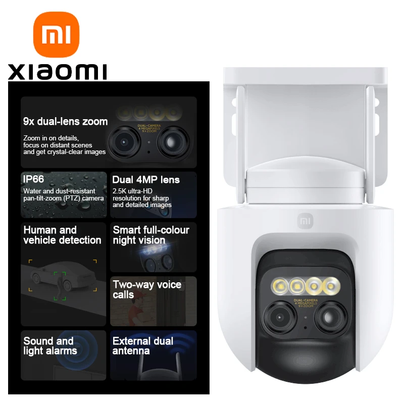 XIAOMI Outdoor Camera CW700S, 9X Dual-Lens Zoom 360° Monitoring, Dual 4MP, Full-Colour Night Vision,IP66,CN Version With Adapter
XIAOMI Outdoor Camera CW700S, 9X Dual-Lens Zoom 360° Monitoring, Dual 4MP, Full-Colour Night Vision,IP66,CN Version With Adapter