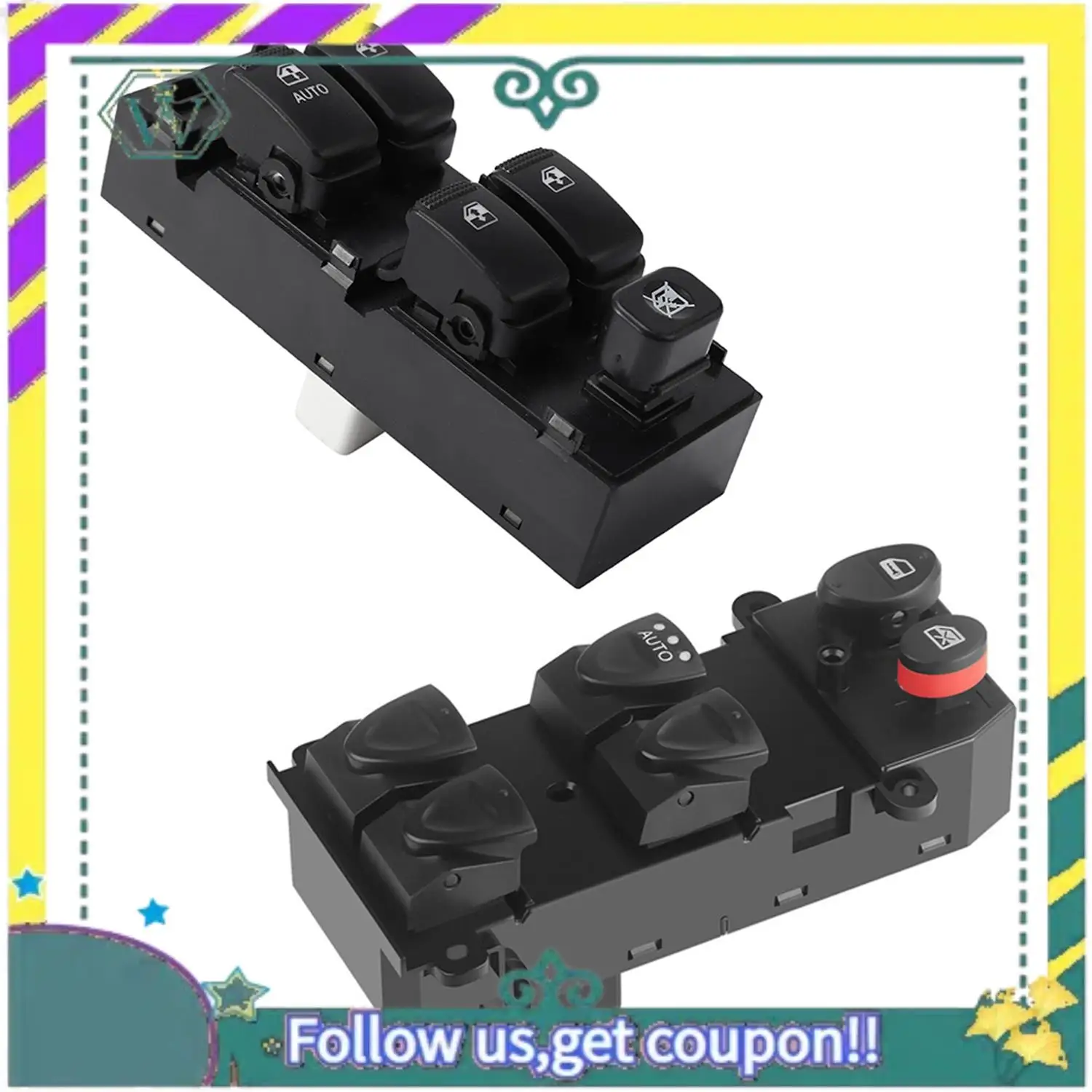 Upgraded 1 Pcs Power Window Master Switch Left Driver Side Power Control Switch & 1 Pcs Electric Power Window Control Switch
Upgraded 1 Pcs Power Window Master Switch Left Driver Side Power Control Switch & 1 Pcs Electric Power Window Control Switch