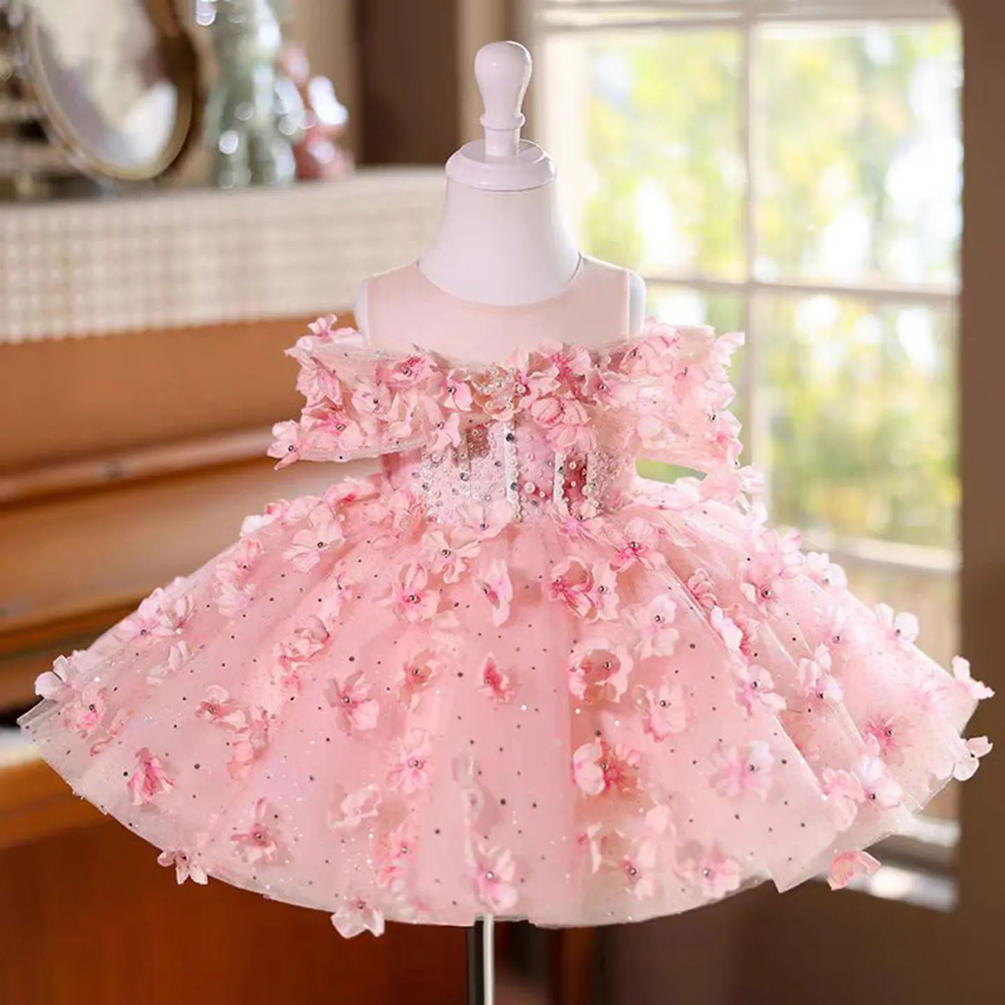 Jill Wish Luxury Pink Off Shoulder Flower Girl Dress Knee Length Flowers Princess Baby Wedding Birthday Party Holiday Gown J489
Jill Wish Luxury Pink Off Shoulder Flower Girl Dress Knee Length Flowers Princess Baby Wedding Birthday Party Holiday Gown J489