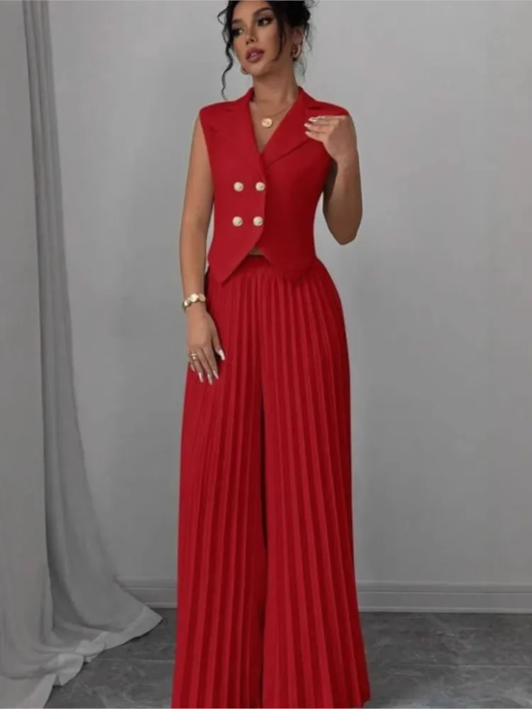 New Women's Fashion Vest Vest Pleated Skirt And Pants Set Summer Temperament Elegant And Simple Solid Color Trousers Sets
New Women's Fashion Vest Vest Pleated Skirt And Pants Set Summer Temperament Elegant And Simple Solid Color Trousers Sets