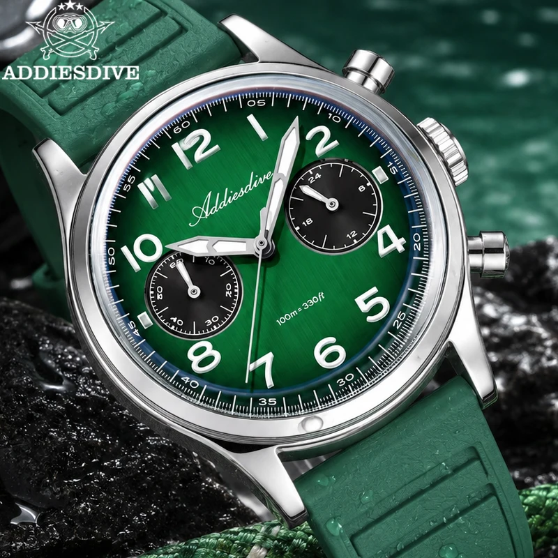ADDIESDIVE 38mm Quartz Wristwatch Men Watch VK64 Chronograph Luxury Fluororubber Strap Domed Glass BGW9 Luminous 100m Waterproof
ADDIESDIVE 38mm Quartz Wristwatch Men Watch VK64 Chronograph Luxury Fluororubber Strap Domed Glass BGW9 Luminous 100m Waterproof