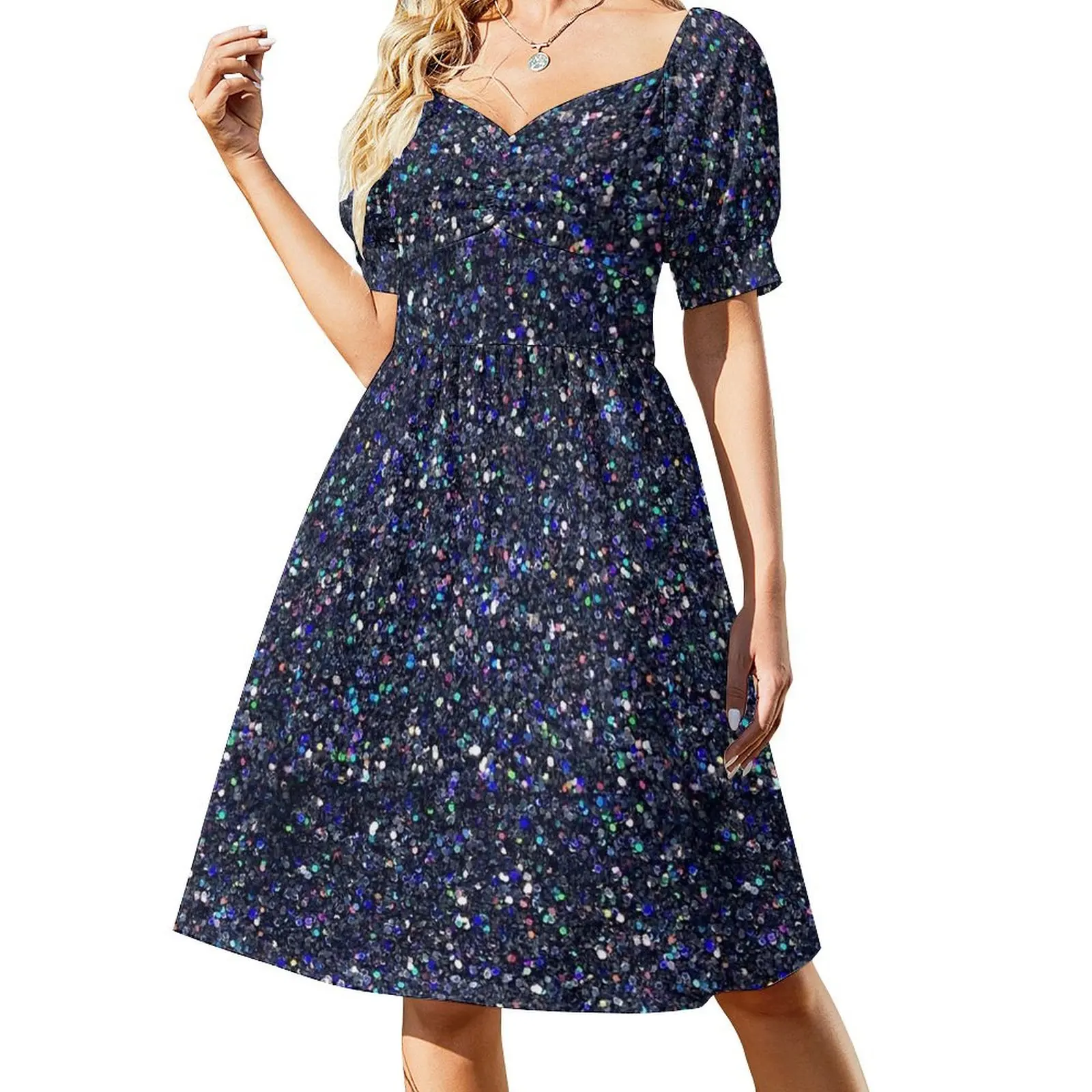 Custom Midnight Glitter Short Sleeved Dress womans clothing purple dress Dress
Custom Midnight Glitter Short Sleeved Dress womans clothing purple dress Dress