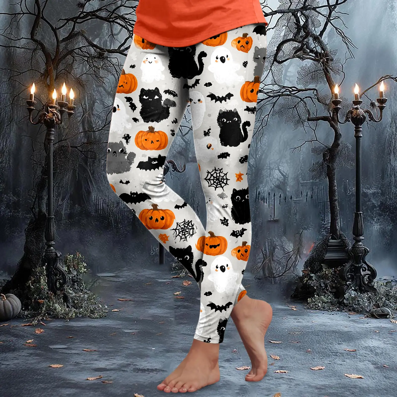 Women's Halloween Elastic Leggings Stylish Comfortable Outdoor Sports Yoga Pants 3D Printed Pumpkin Ghost Pattern Creative Pant
Women's Halloween Elastic Leggings Stylish Comfortable Outdoor Sports Yoga Pants 3D Printed Pumpkin Ghost Pattern Creative Pant
