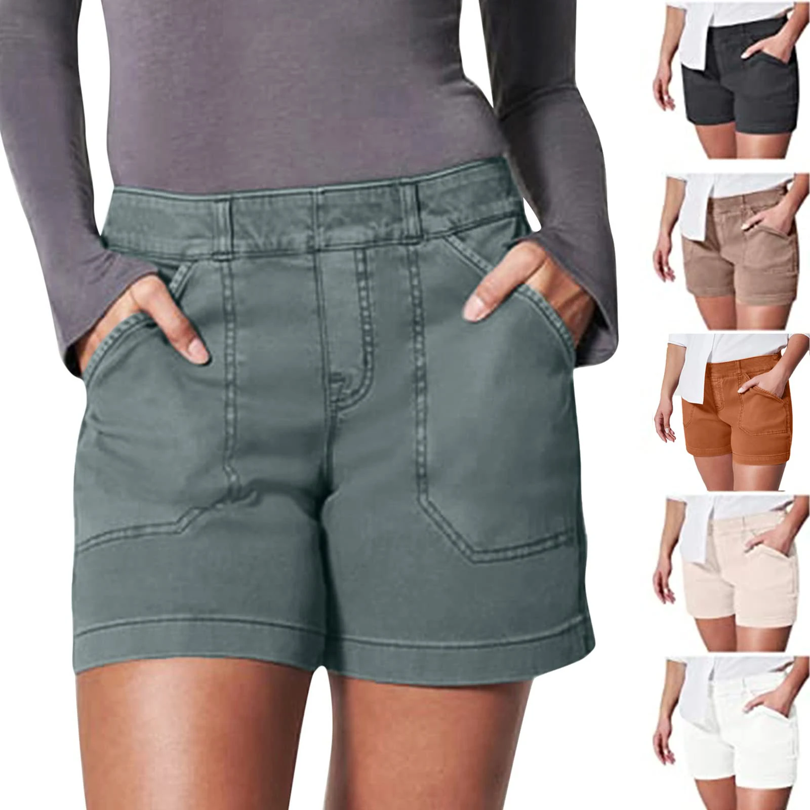 Women Fashion High Waist Jean Shorts Solid Color Stretch Straight Denim Shorts with Pockets Summer Casual Pants Streetwear
Women Fashion High Waist Jean Shorts Solid Color Stretch Straight Denim Shorts with Pockets Summer Casual Pants Streetwear