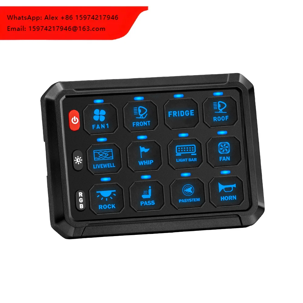 Customized Backlight Rgb Car Switch Box Dc 12v 24v Offroad Light 12 Gang Switch Panel